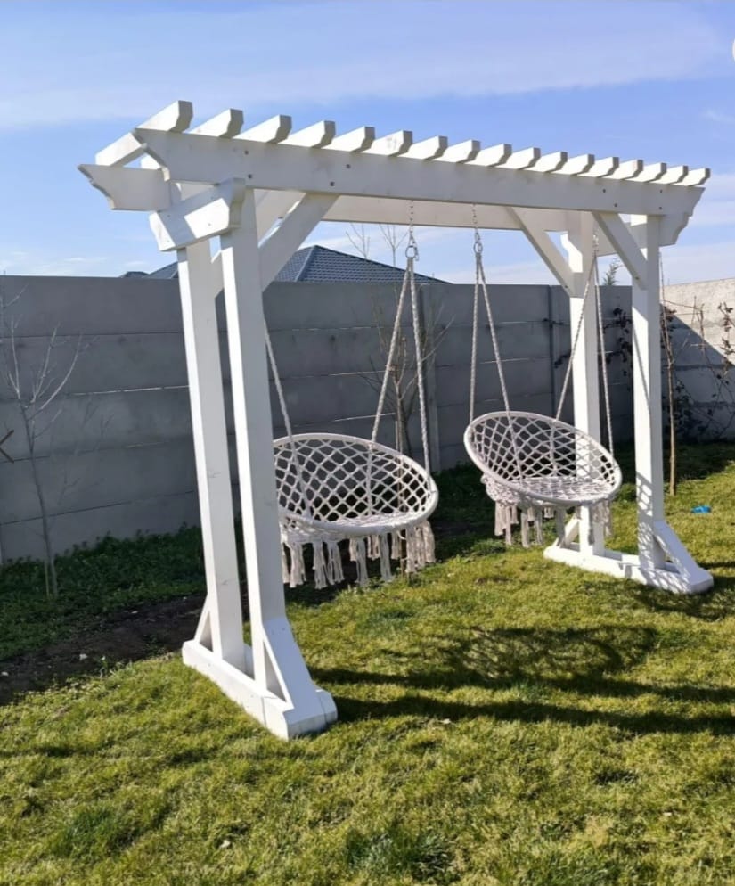Balansoar pergolă cu 2 leagăne cuib