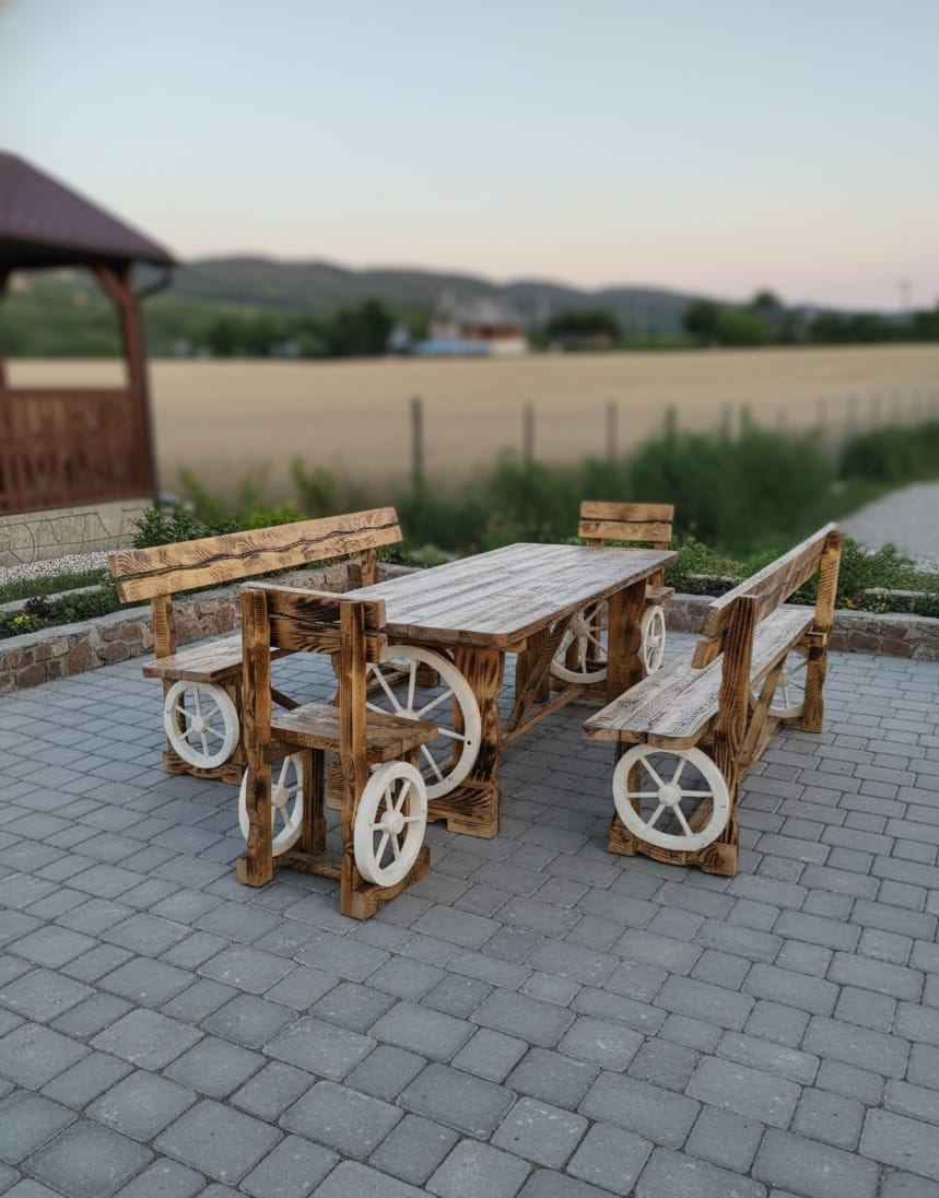 Set masă model roată H pentru 10 persoane