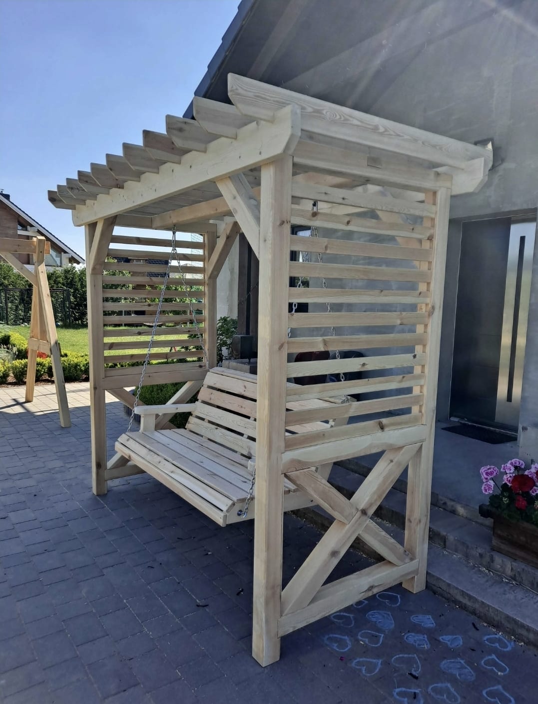 Balansoar rustic din lemn masiv pătrat model X