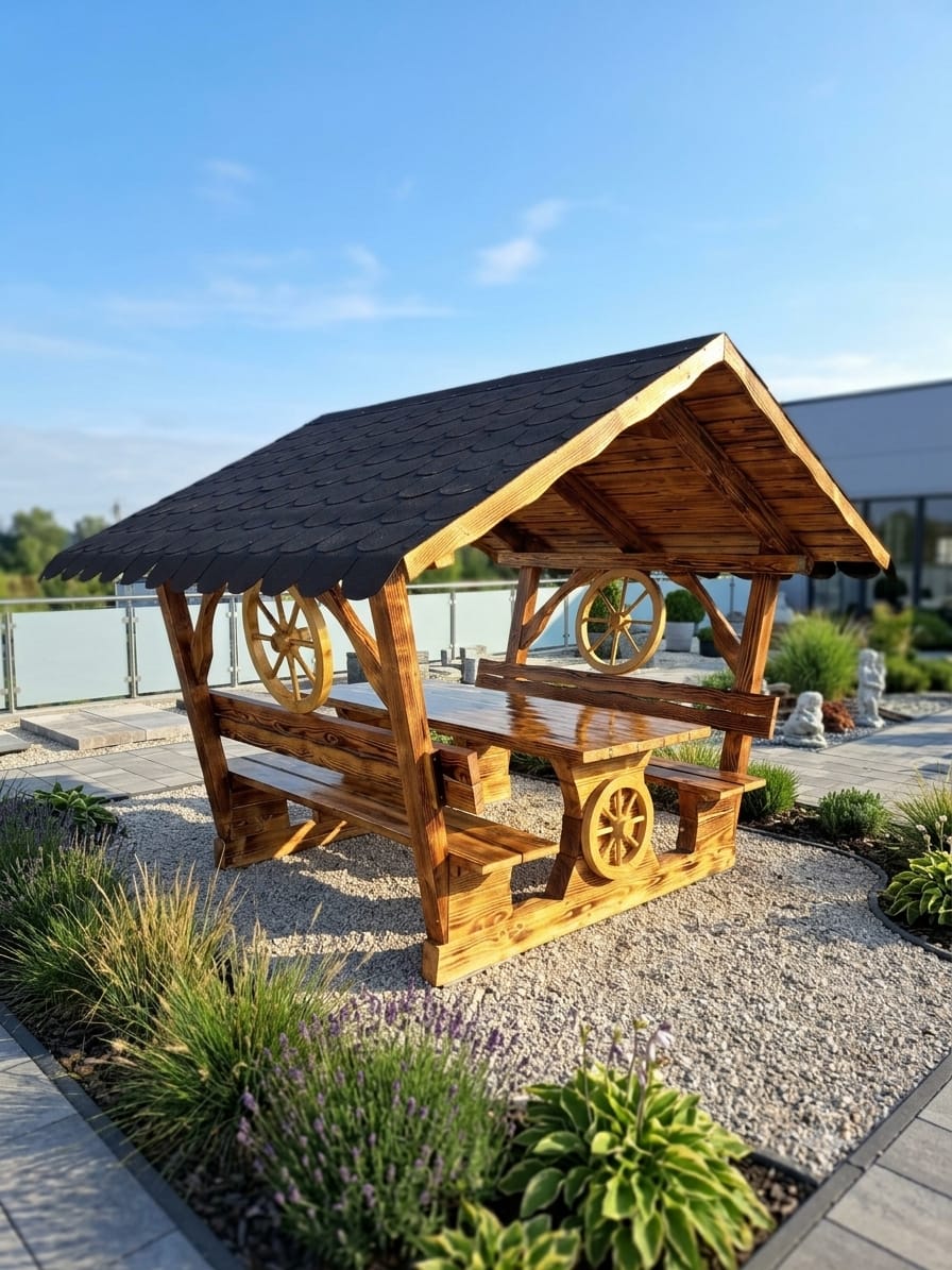 Foișor rustic model roată 200 cm