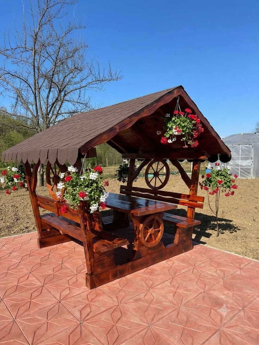 Foișor rustic model roată 200 cm