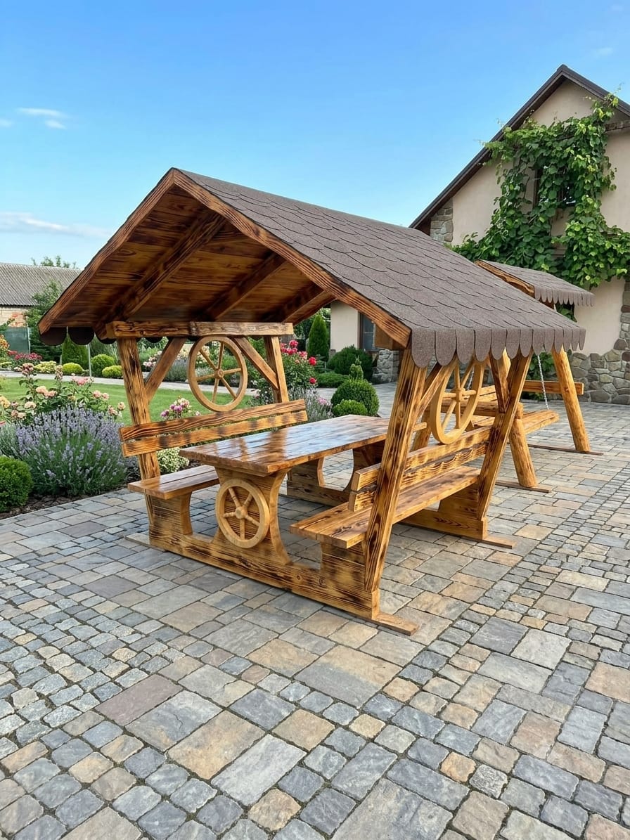 Foișor rustic model roată 250 cm