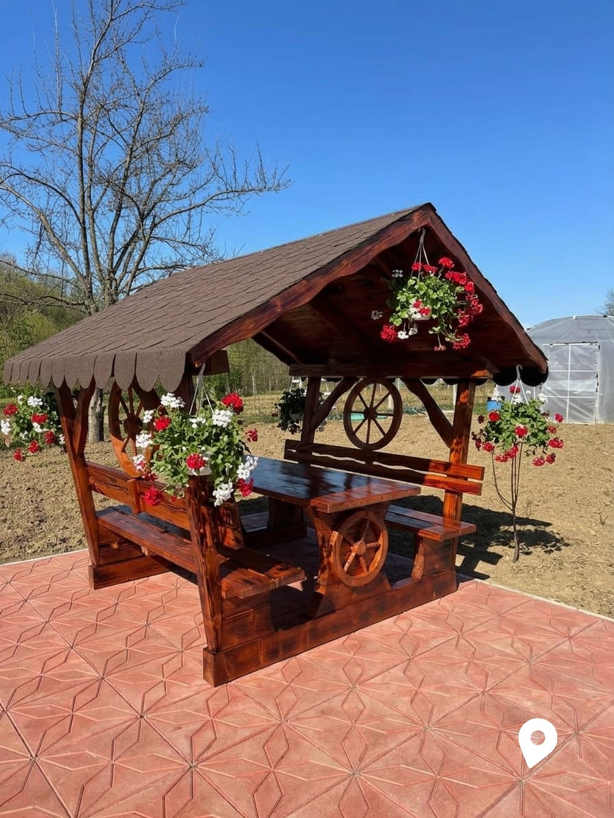 Foișor rustic model roată 250 cm