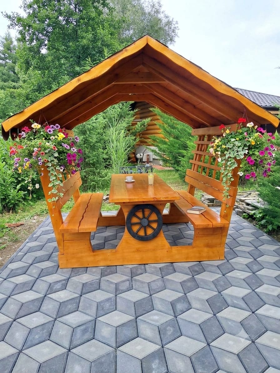 Foișor rustic model roată 150 cm