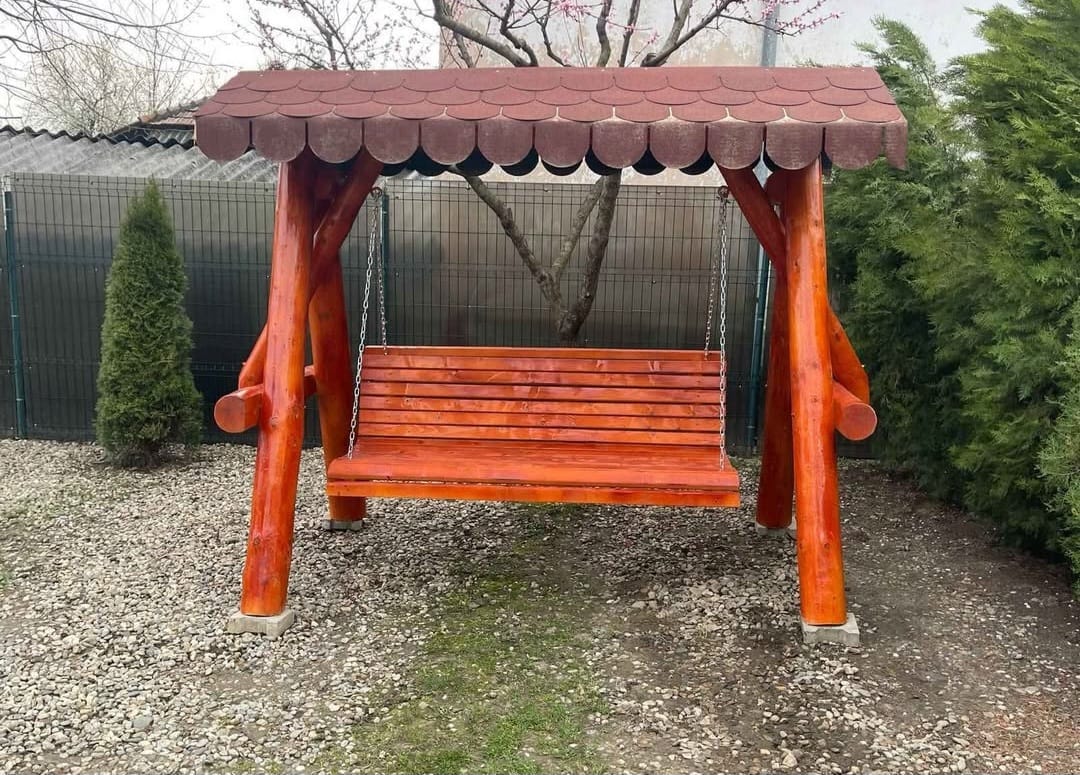Balansoar leagăn rustic din lemn masiv
