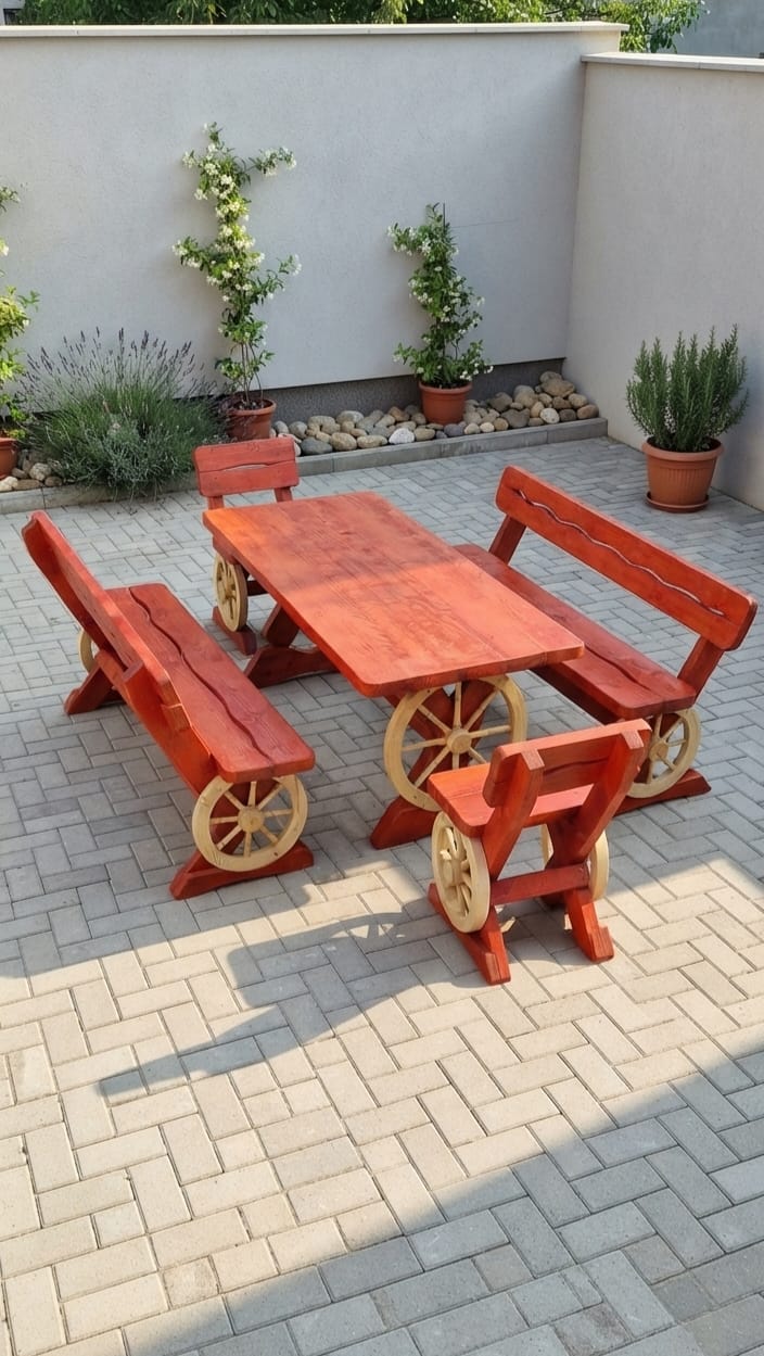Set masă model roată pentru 10 persoane