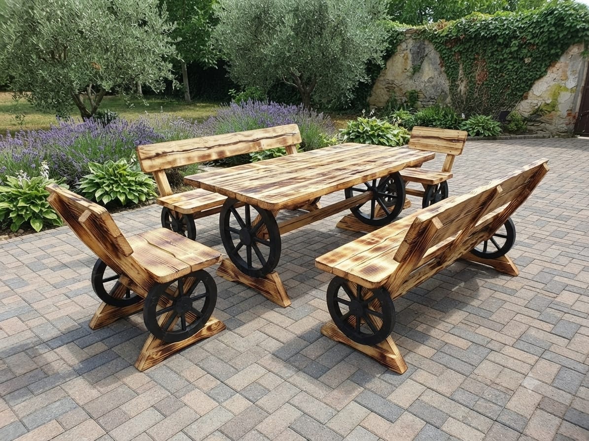 Set masă model roată pentru 14 persoane