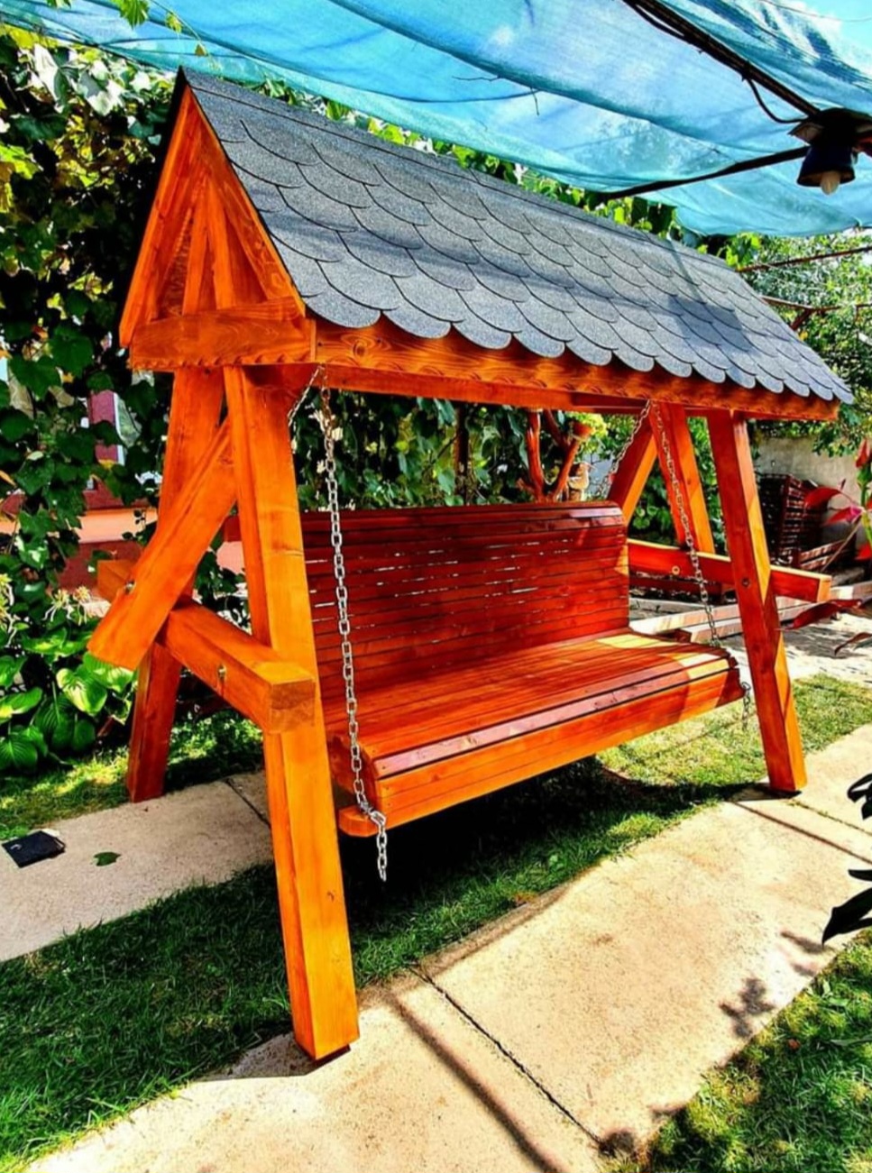 Balansoar din lemn masiv cu grinzi 10x10